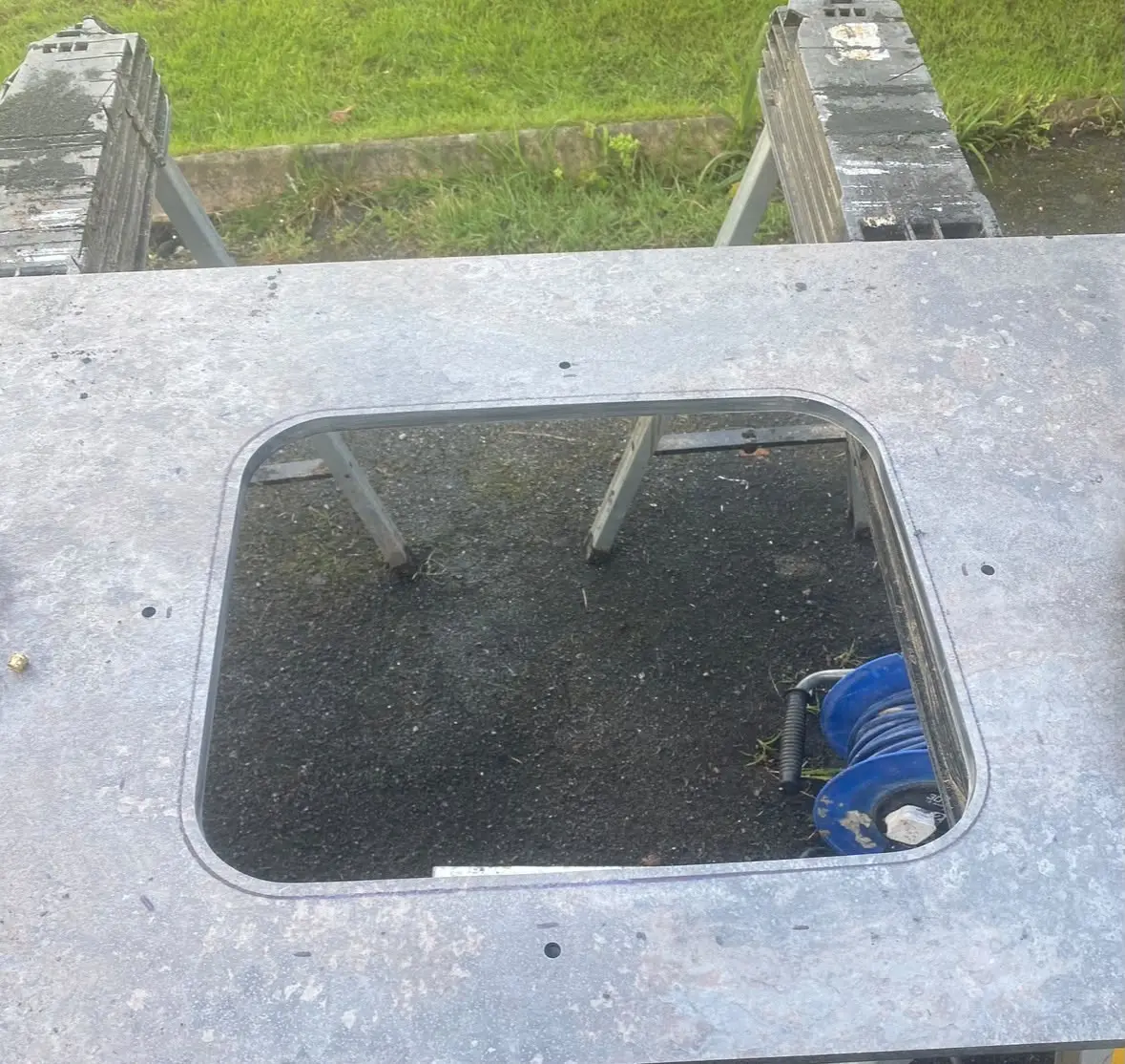 The finished sink opening in the worktop